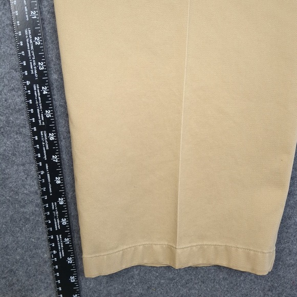 LL Bean Mens 42x32 Comfort Waist Double Pleated Chino Pants Khaki Tan - Picture 11 of 14